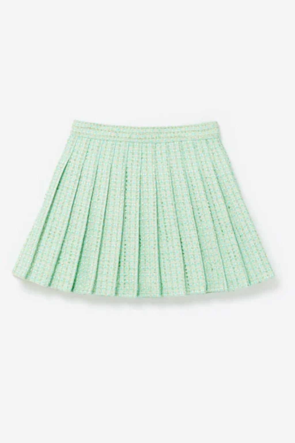Mint Boucle Pleated Skirt