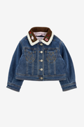 Denim Jacket with Embroidered Collar