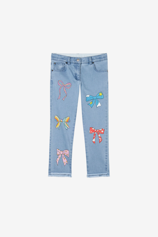 Kids Denim Jeans Bow Print