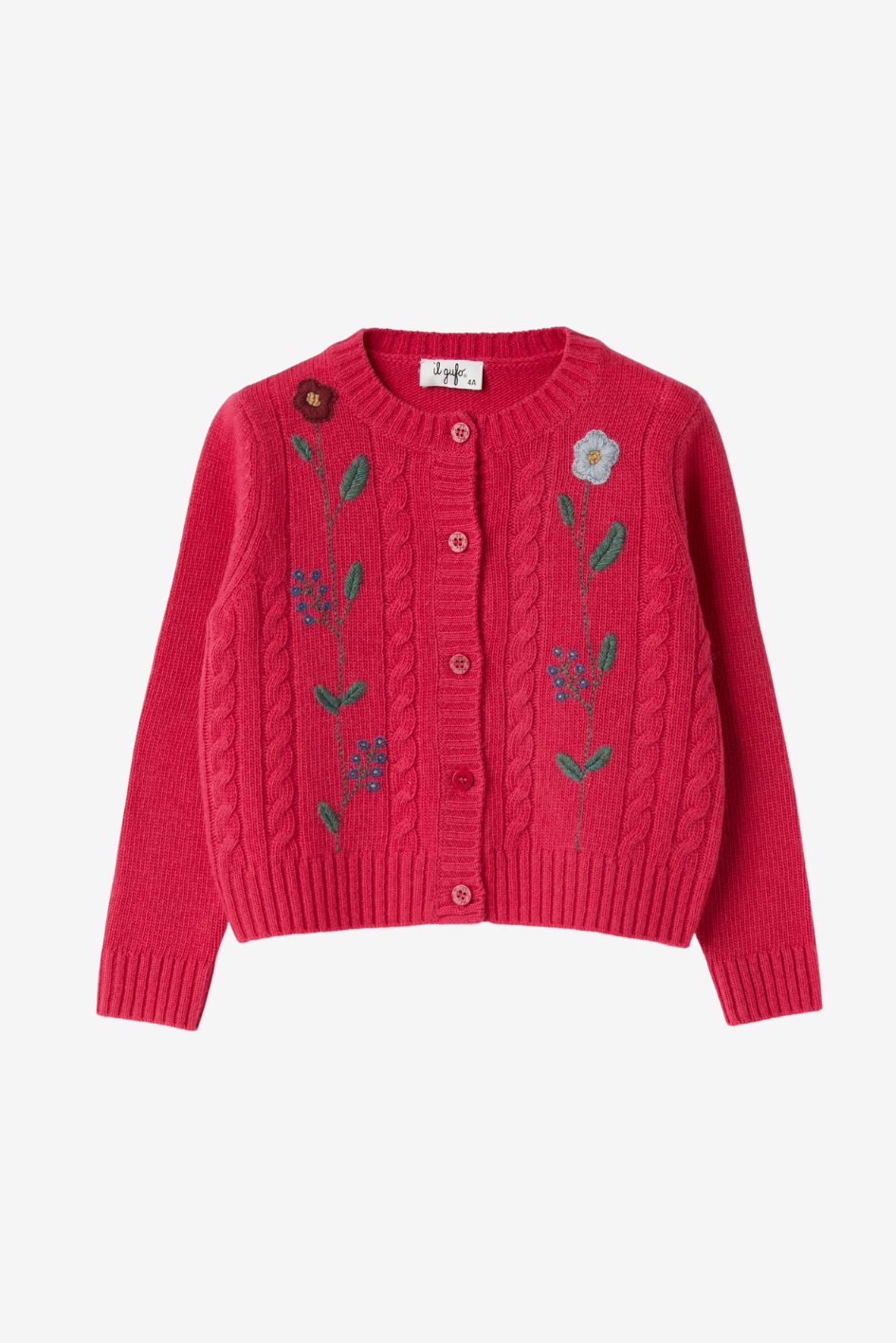 Wool cardigan with embroidered flowers