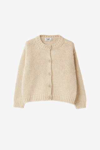 Crew neck cardigan in lurex yarn