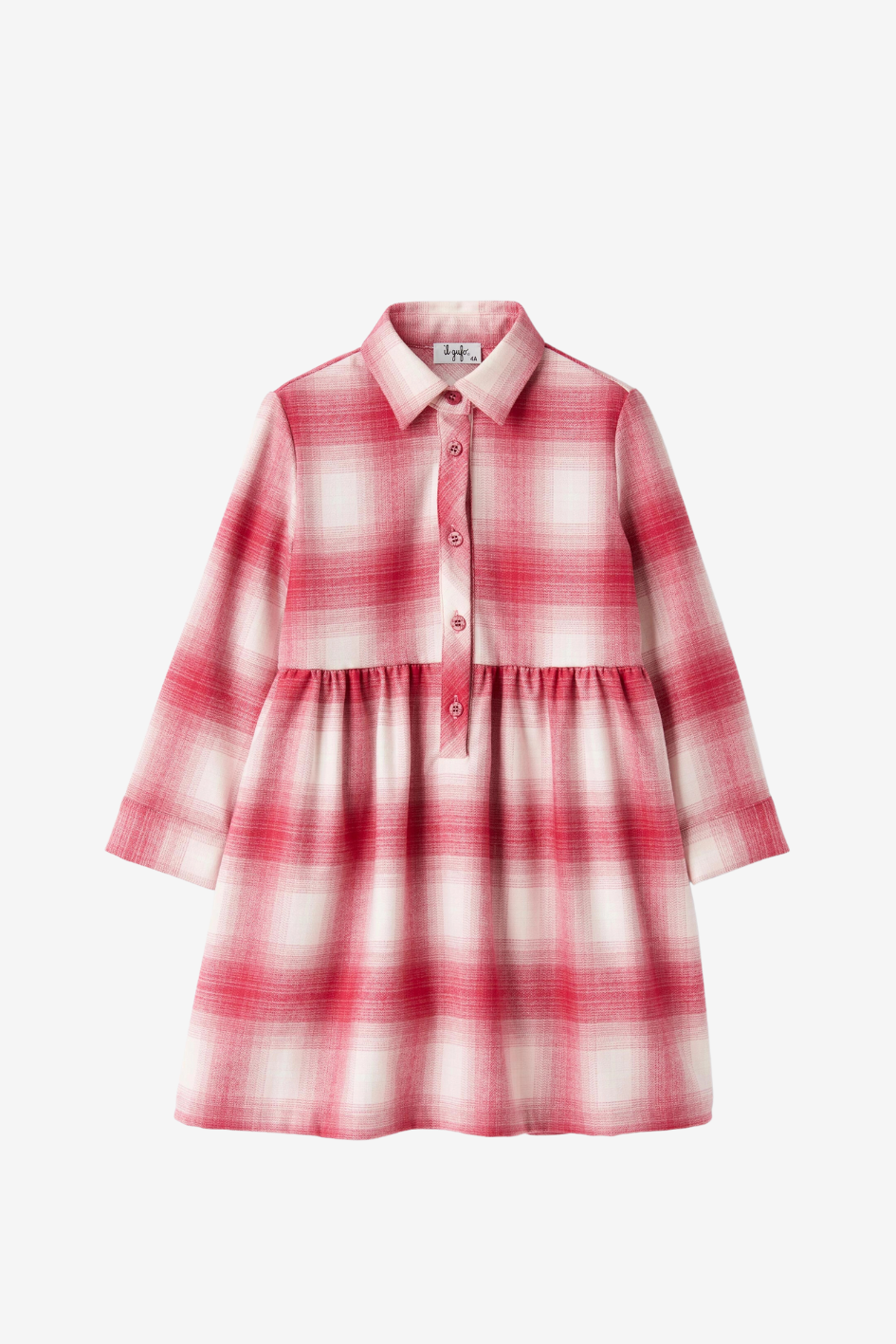 Checkered techno-wool shirt dress