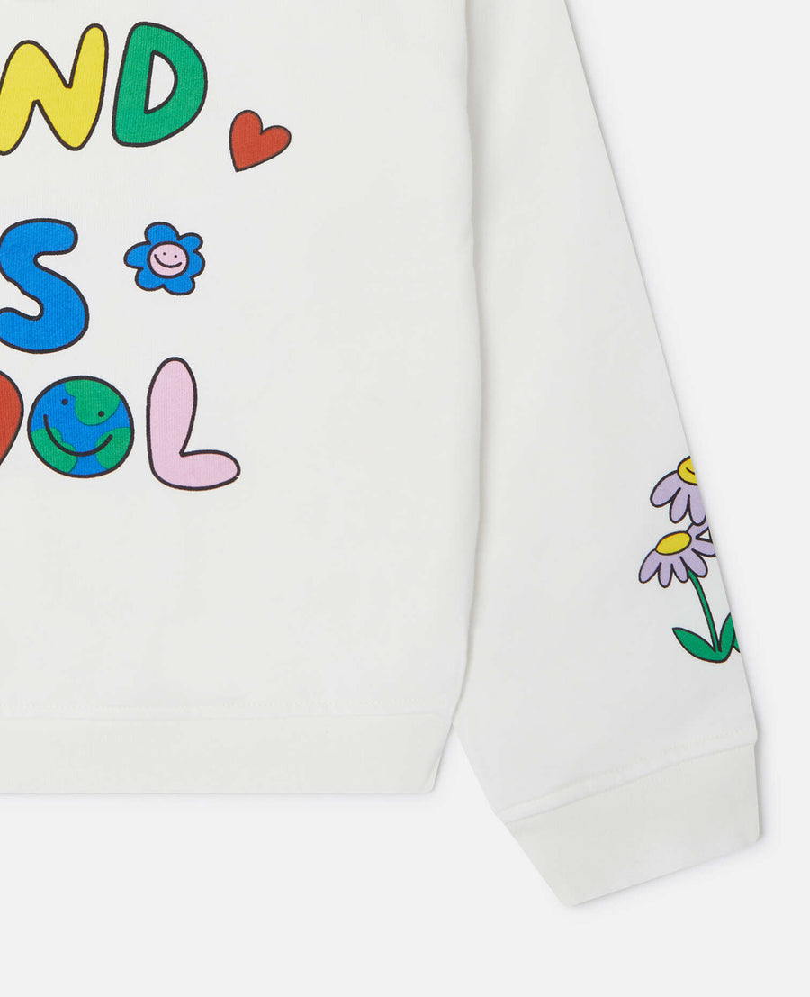 Hooded jacket with floral graphic and zipper