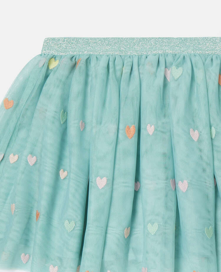Kids Tulle Skirt Embroidered Hearts