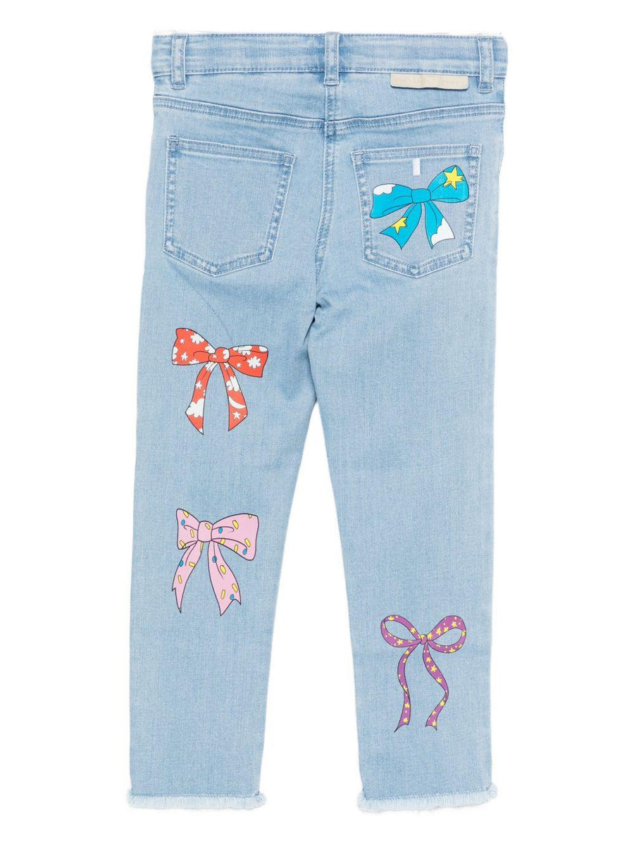 Kids Denim Jeans Bow Print