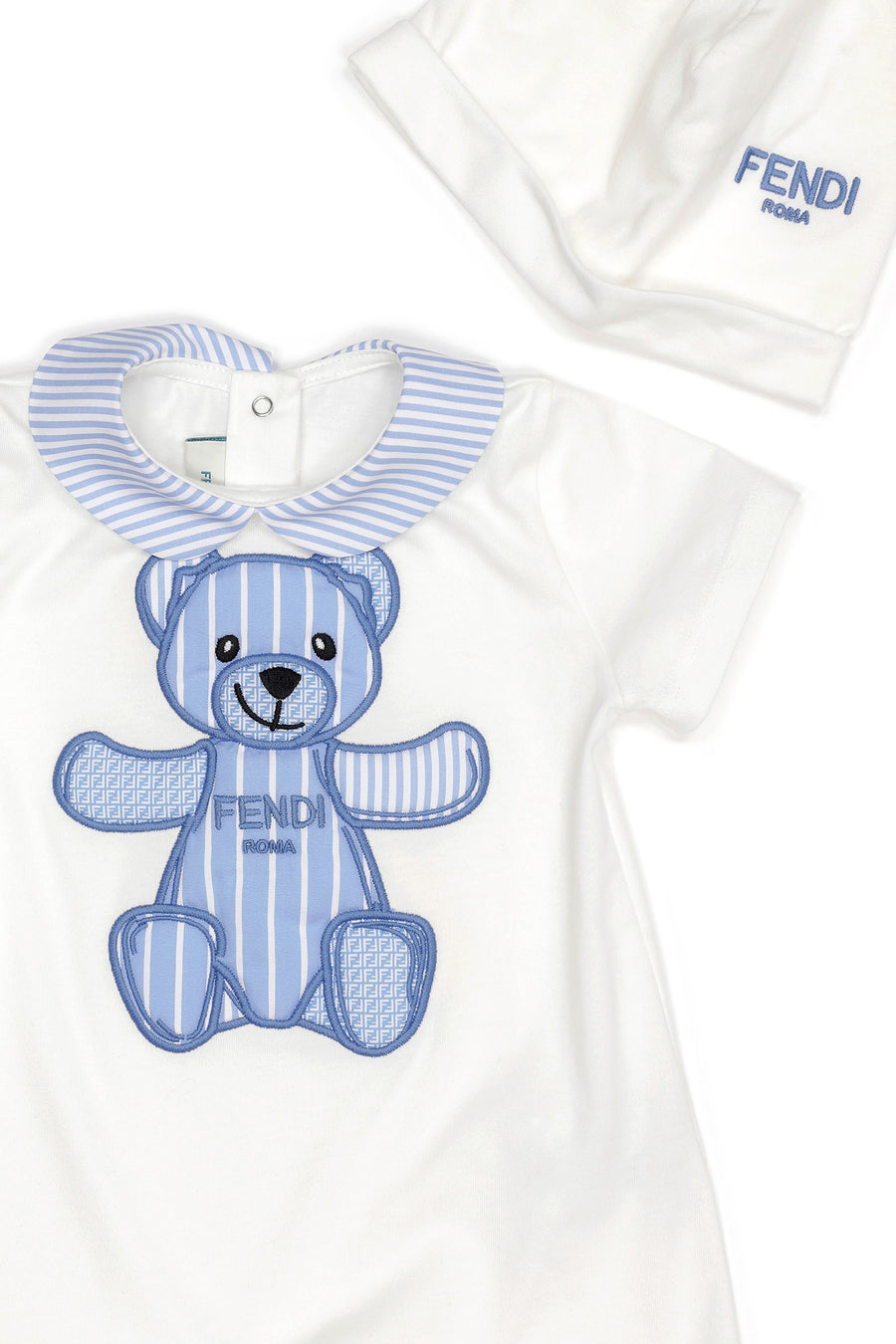 Baby Pyjama Set with Embroidered Fendi Teddy