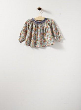 Liberty Organic Cotton Blouse for Baby blue flowers
