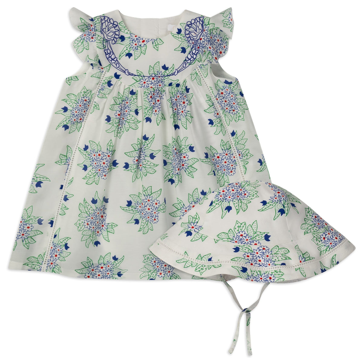 Baby Dress and Hat set Flower Print