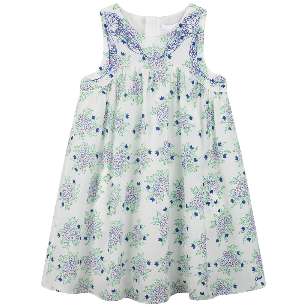Sleeveless Dress with Flower Print all over