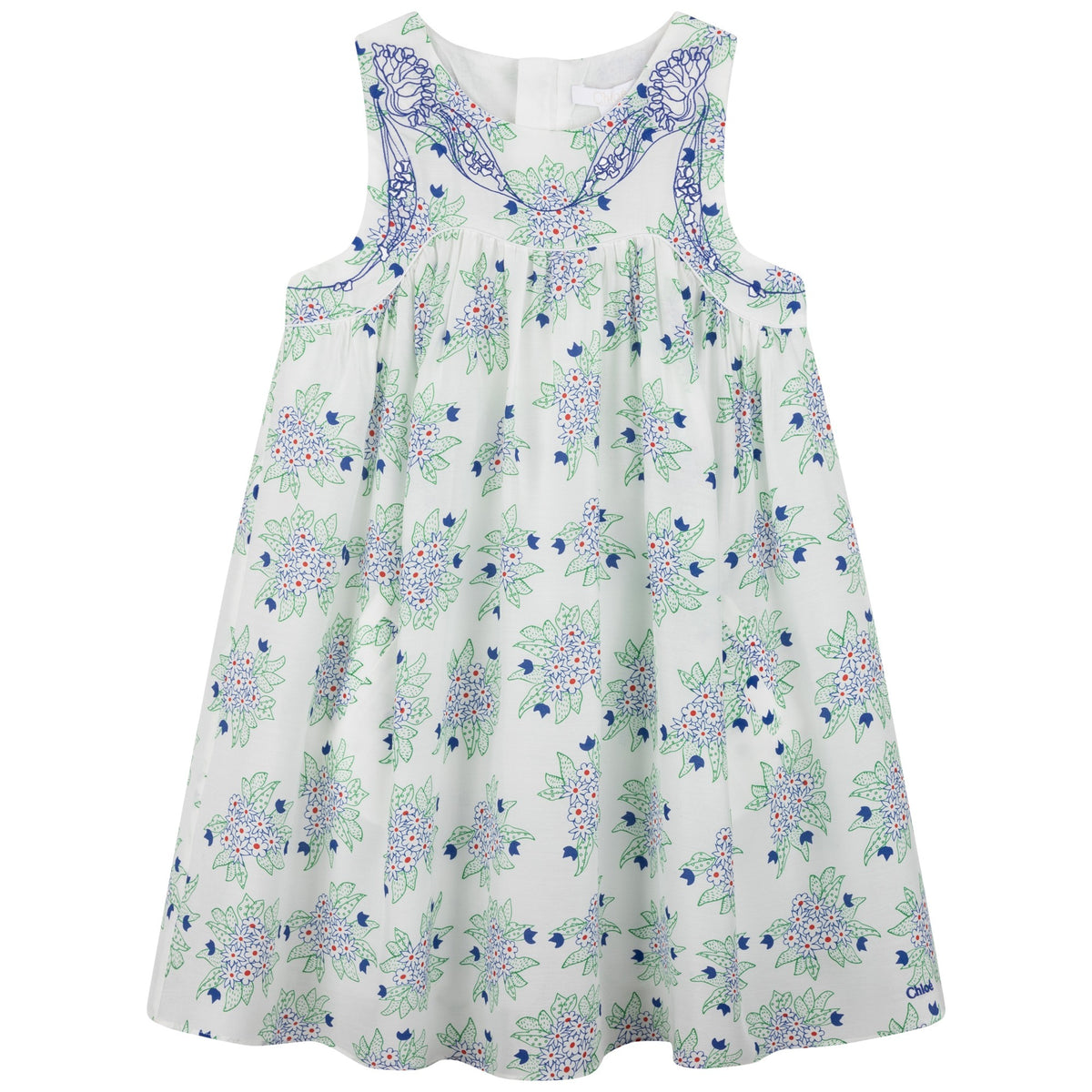 Sleeveless Dress with Flower Print all over