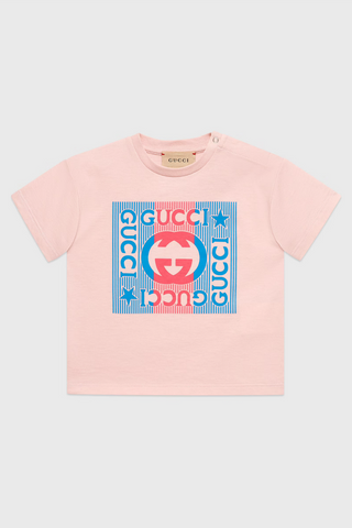 Baby cotton jersey T-shirt with Gucci print