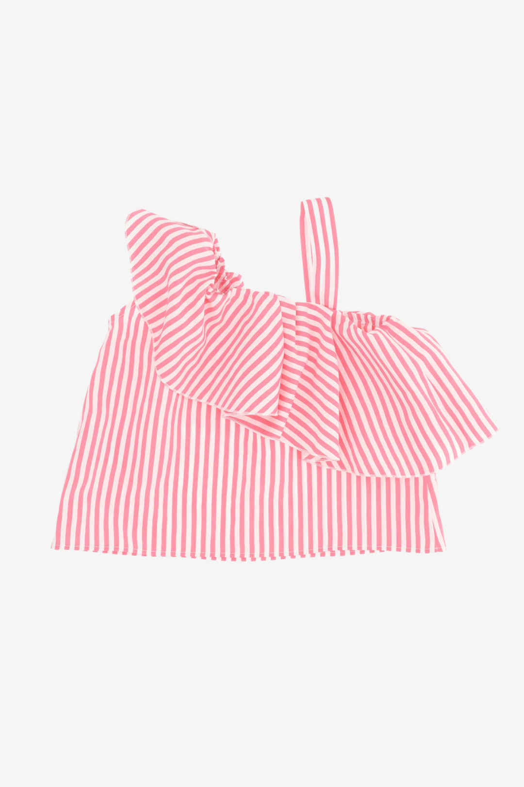 Red and White striped Asymetric Top