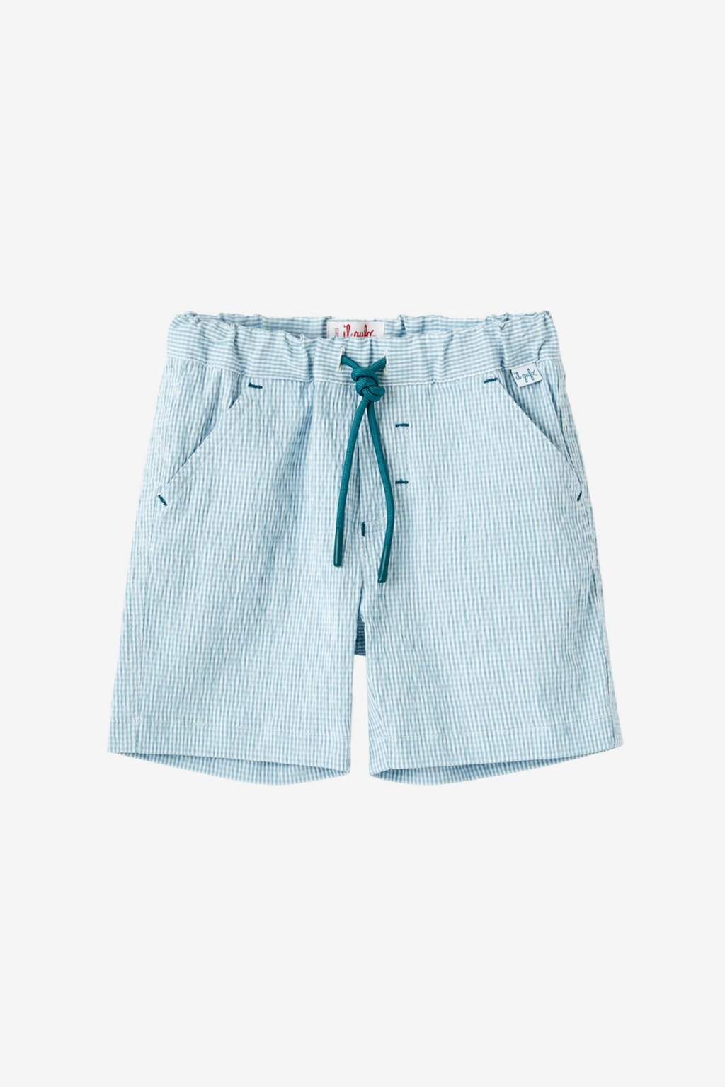 Hellblaue Mikro-Vichy-Shorts