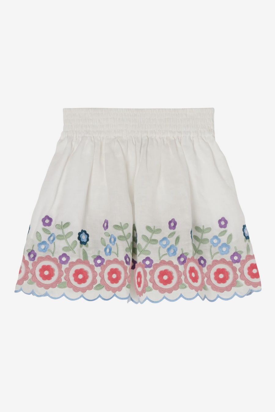 Skirt with Placement Flower Embroidery