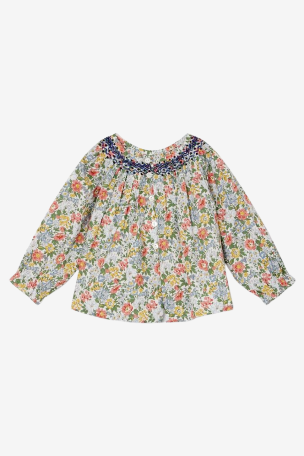 Liberty Organic Cotton Blouse for Baby blue flowers