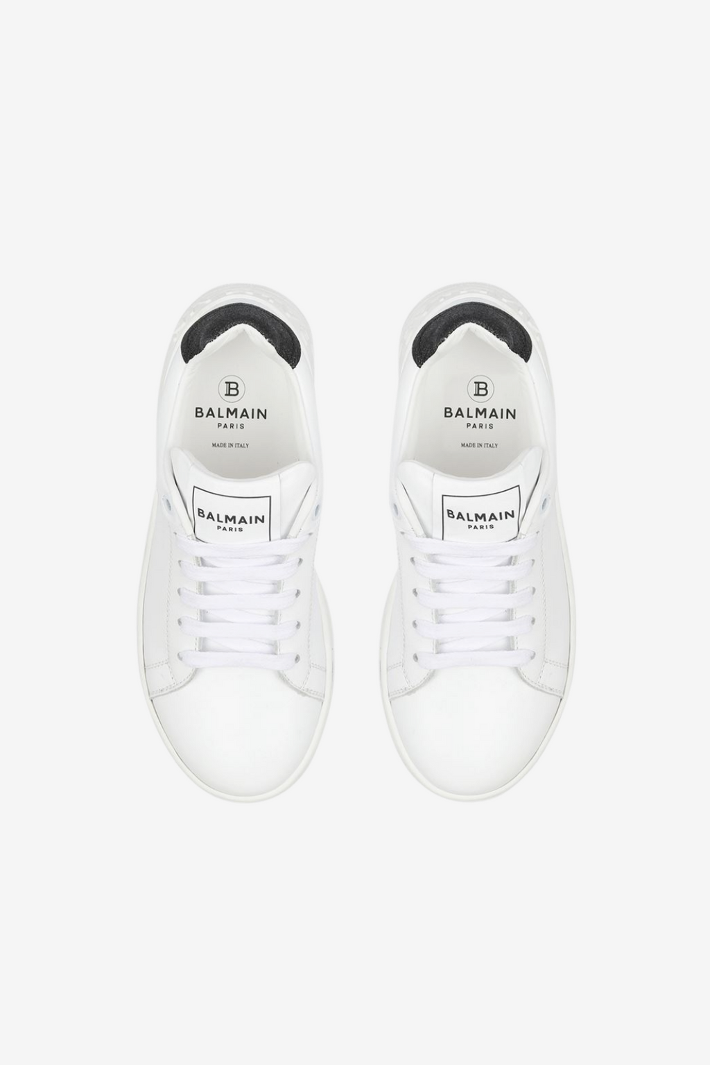 White and black bicolor leather sneakers
