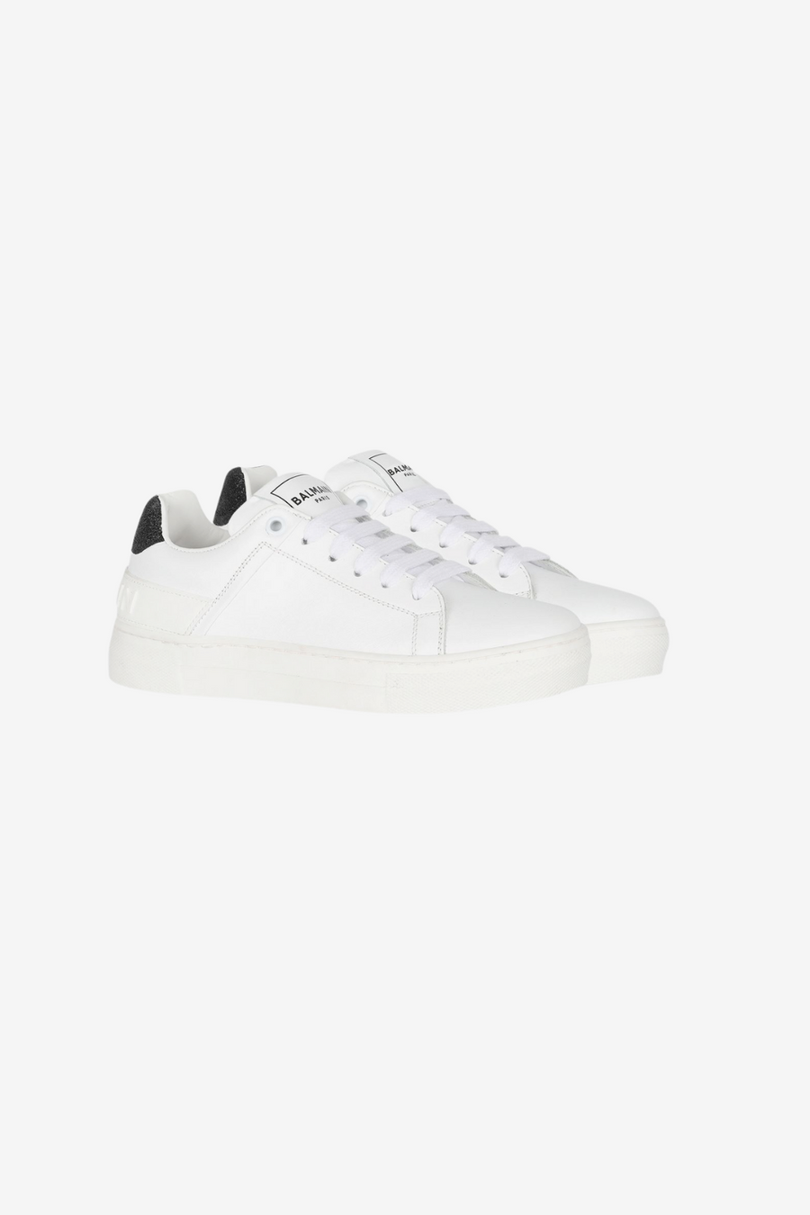 White and black bicolor leather sneakers