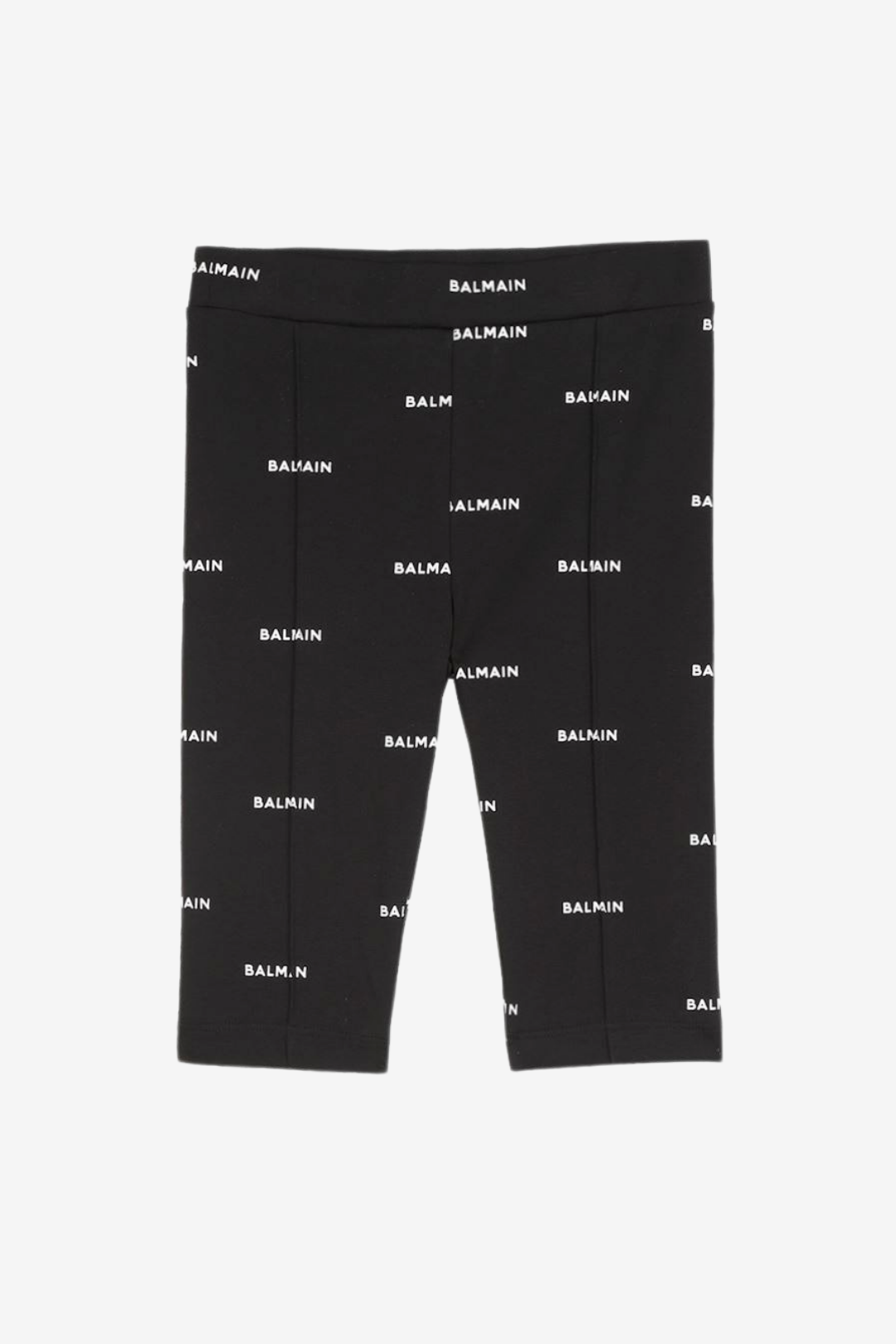 Black cotton leggings with white Balmain logo print