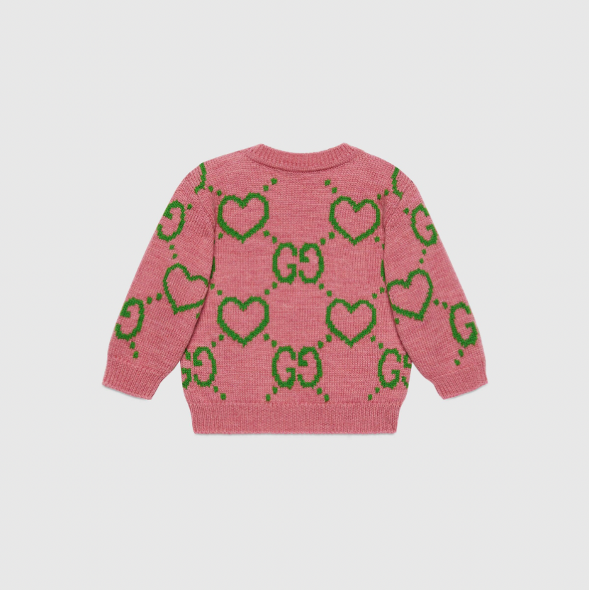 Babypullover aus Wolle mit GG und Herzen