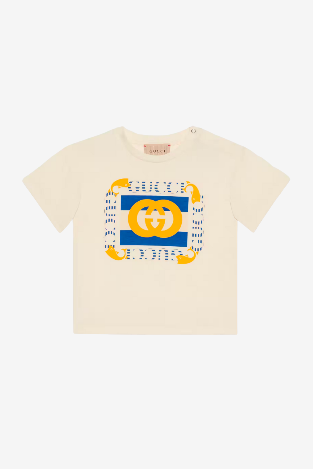Gucci Kids Baby cotton gucci print T shirt bicolor Ballon Rouge