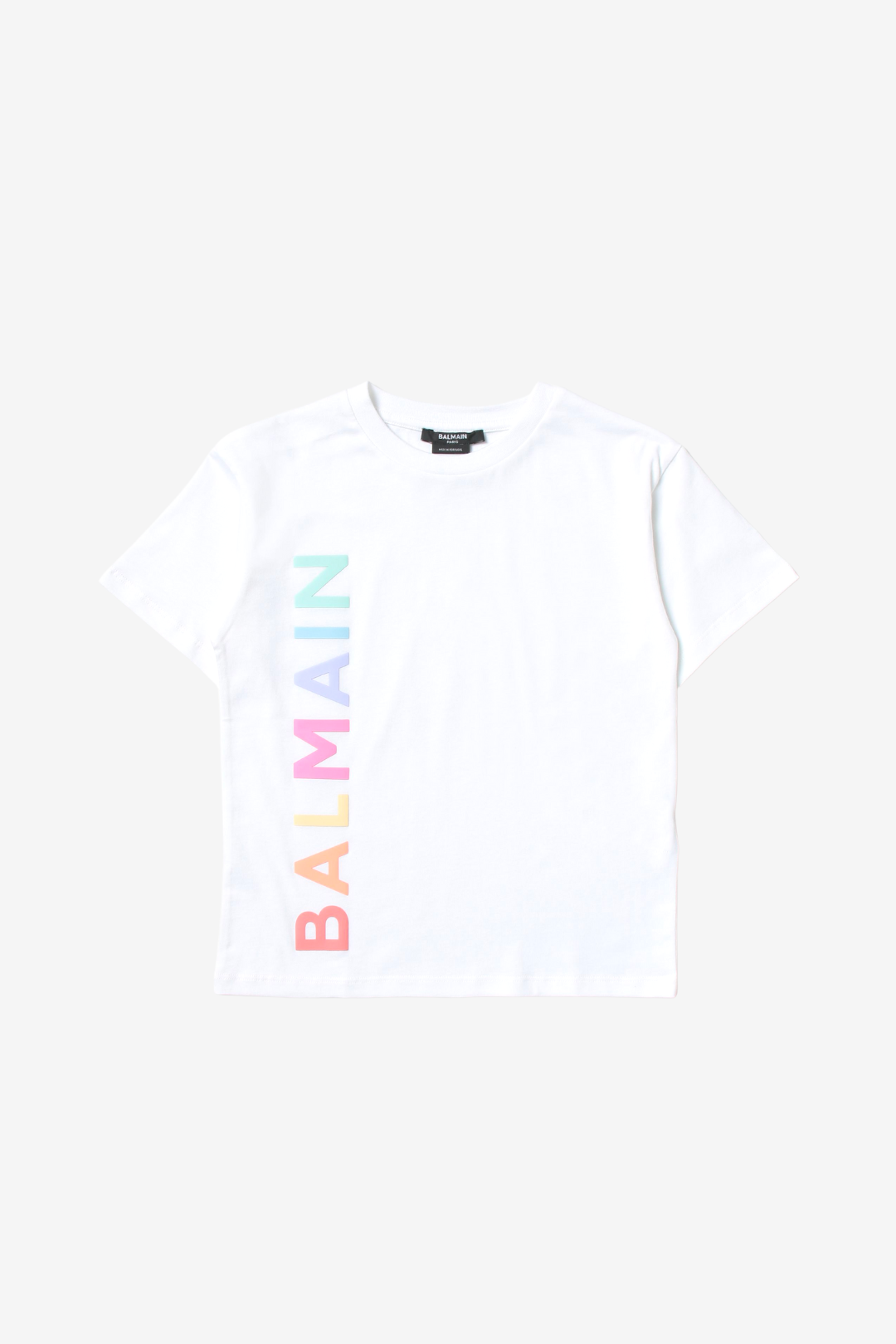 T-Shirt with multi-colored Balmain logo