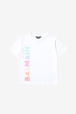 T-Shirt with multi-colored Balmain logo