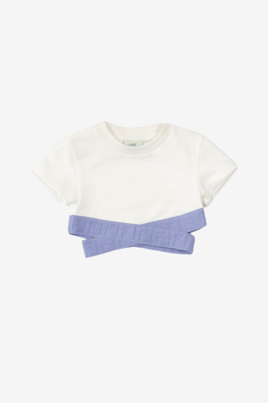 Cropped T Shirt with FF Fendi Bands Ballon Rouge
