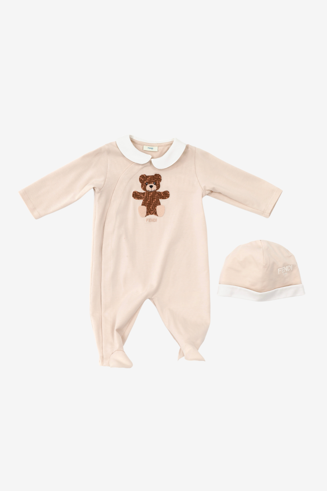 Beige Fendi Baby Gift Set with Bear