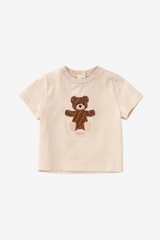 Beige Baby T-Shirt with FF Teddy