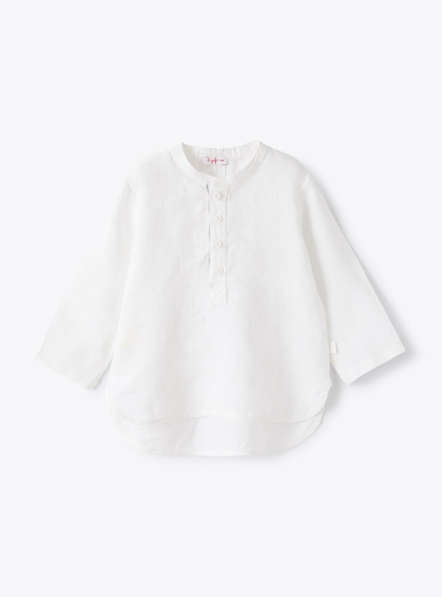 Koreanisches Babyhemd für Jungen aus weißem Leinen